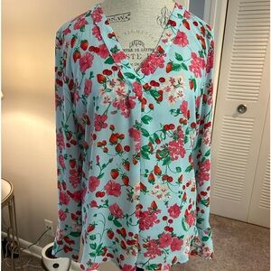 ANN TAYLOR mixed media blouse
